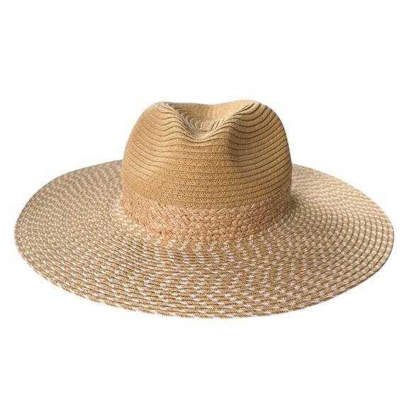 A New‎ Day Wide Brim Straw Sun Hat in Natural and White, One Size - Picture 1 of 7